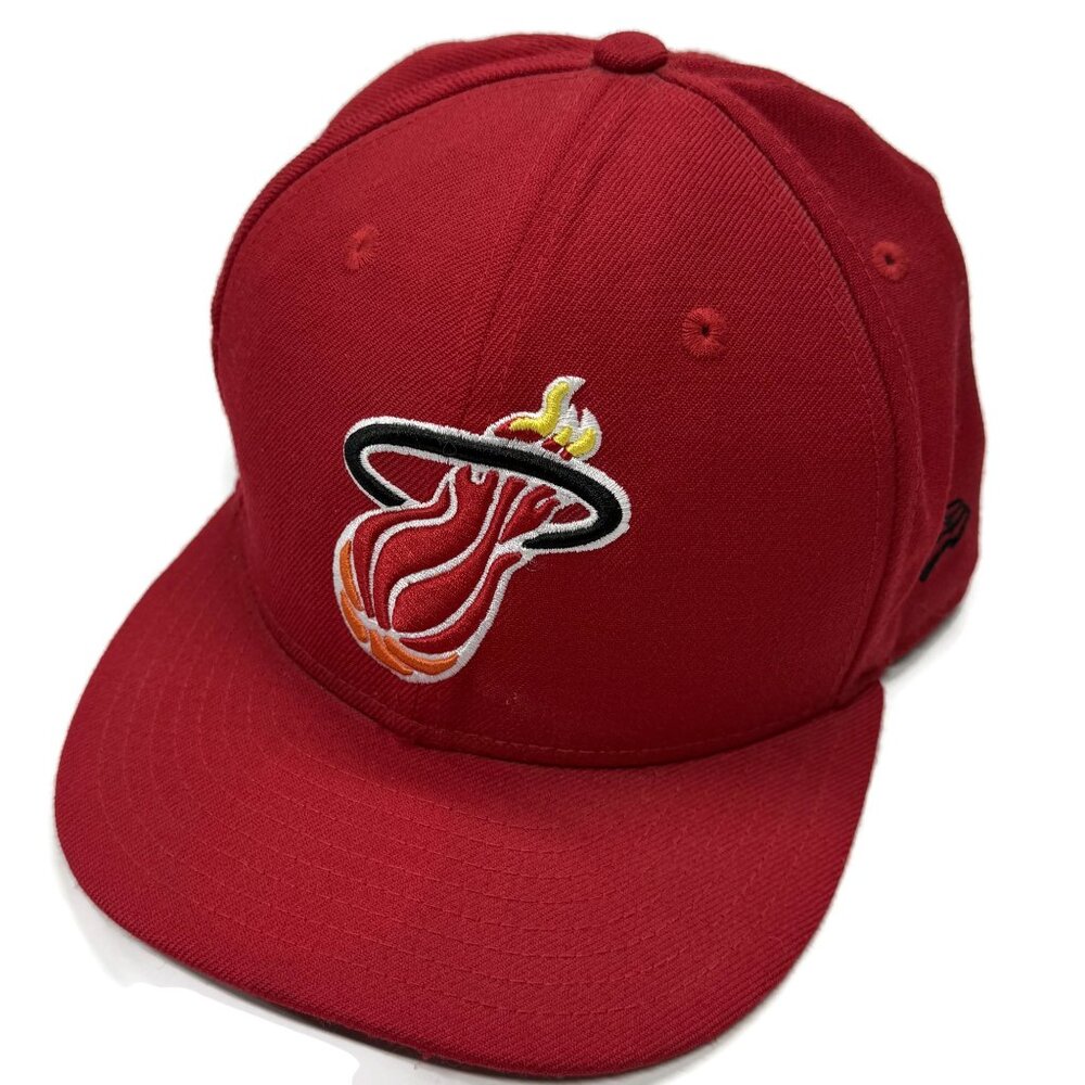 New Era Miami Heat Hat 7 5/8 Fitted Cap NBA 59FIFTY Red Hardwood‎ Classics Wool